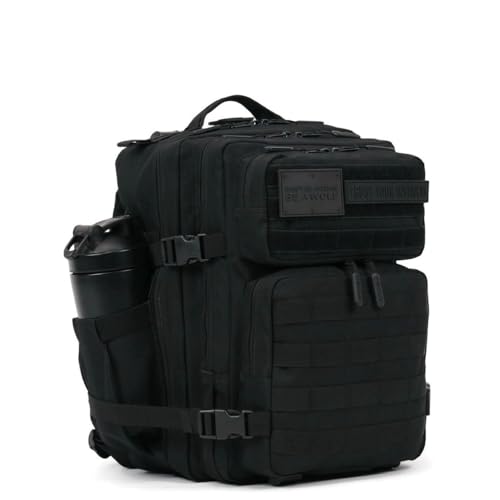 WOLFpak 25L Tactical Gym Backpack (Nightshade Edition) Durable 1000D Waterproof Oxford Material with MOLLE Webbing, Laptop Pocket & Dual Cup Holders - color: Nightshade Edition
