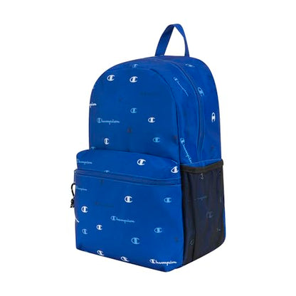 Champion Kids' Merit Backpack with Padded Straps, Water Bottle Pocket and Laptop Compartment for Daily Use, Medium Blue, One Size - color: Medium Blue