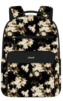 LOVEVOOK Laptop Backpack for Women with Leather Trim & Tumbler Pockets, 15.6" Work Backpack Purse, Travel Personal Item Bag, Carry On Business Computer Bag for Office, or Gift, Pro Floral - color: Pro Floral, size: 15.6 inches