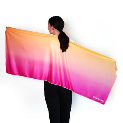 SHAKEitCOOL Large Cooling Shawl - Instant Heat Relief for Outdoor Events - color: Orange Pink Ombre