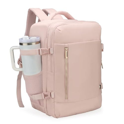 Swissdigital Design Travel Laptop Backpack for Women, 36L Carry On Backpack with USB Charging Port, RFID Protection & Wet-Dry Separation, TSA Friendly Fits 16 Inch Laptop, Pink | SD1749-81 - color: Pink