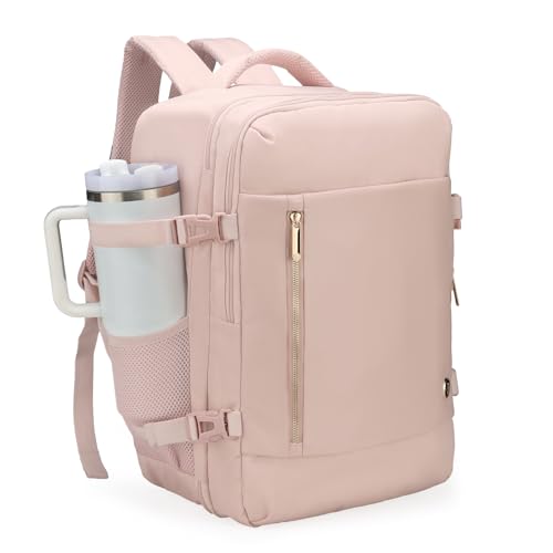 Swissdigital Design Travel Laptop Backpack for Women, 36l Carry On Backpack with USB Charging Port, RFID Protection & Wet-Dry Separation, TSA Friendly Fits 16 Inch Laptop, Pink | SD1749-81 - color: Pink