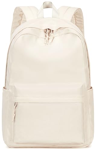 Bluboon School Backpack for Teen Girls Women Laptop Backpack College Bookbags Middle School Travel Work Commuter Back Pack(Solid Beige) - color: A Solid Beige