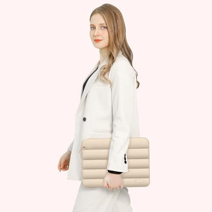 MOSISO Laptop Case 16 inch, 15-15.6 inch Puffy Laptop Sleeve Compatible with MacBook Pro 16 M5 M4 M3 M2 M1, HP Dell ASUS Acer Toshiba Lenovo, Polyester Horizontal Bag with Small Case, Apricot - color: Apricot, size: 16 inch