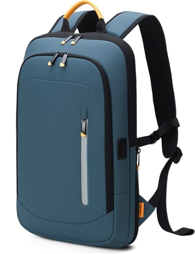 Slim Laptop Backpack for Men, 15.6 Inch Expandable Business Travel Backpack with USB Charging Port, 1.54Lbs Lightweight Work Computer Bag, 600D Waterproof Durable Backpack, Hazy Blue - color: Hazy Blue, size: 15.6 Inch