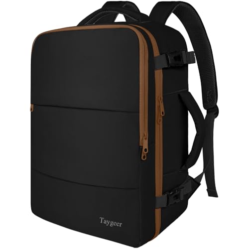 Taygeer Backpack for Women, Carry on Backpack with Laptop Compartment & Shoe Pouch, 35l Travel Laptop Mochila Carry On Luggage, Airline Approved Personal Item Bag For Weekender Gym Hiking, Black Khaki - color: Blackkhaki, size: Large