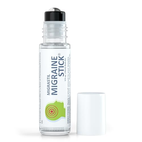 Basic Vigor Migrastil Migraine Stick Rollon - Fast Cooling Comfort for Your Head. Aromatherapy with Peppermint & Other Essential Oils. Metal Roller. Made in USA - size: 0.3 Ounce (Pack of 1)