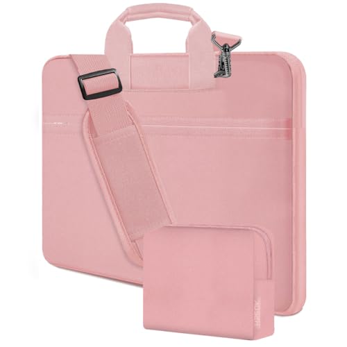 Hseok Laptop Shoulder Bag 15.6-16 inch Case,Water-Resistant Shockproof Computer Handbag with Small Case Compatible with MacBook Pro/Neo 16",Mac Air 15 M5, XPS 15/16 and most 15.6-16 PC,Pink - color: Pink, size: 15.6-16"