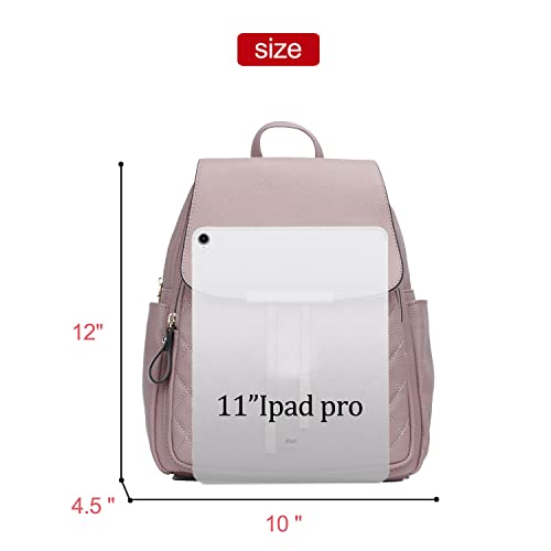KKXIU Quilted Trendy Leather Backpack Purse for Women and Ladies Shoulder Travel Daypacks Bags (Pink) - color: Pink, style: Backpack