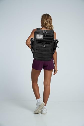 LHI Tactical Military Backpack for Men and Women 25L/35L Army Assault Pack Bag Small Rucksack with Bottle Holder - color: 35l-black, size: Medium