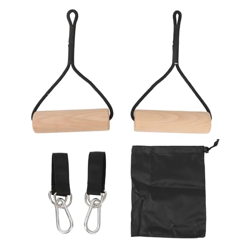 ZJchao Wooden Gymnastic Rings for Home & Outdoor Use – Portable Pull-Up Handles with -Duty Straps, Buckles & Carry Bag, Fit for Fitness Levels