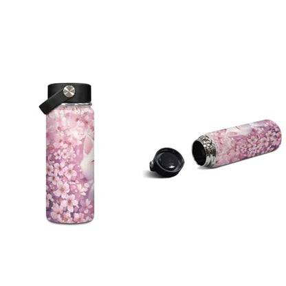 ZOUTAIRONG School Bags for Girls 7-10/10-12/12-17, Insulated Water Bottle for Hot & Cold Drinks, Cherry Blossom Cat Design Casual Backpack with Side Pockets - color: Cherry Blossom Cat