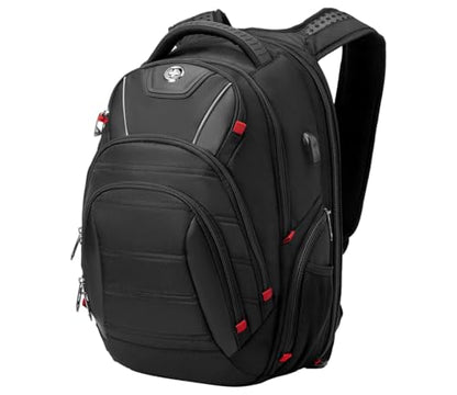 Swissdigital Design Travel Backpack for Men with Finder（color random）, TSA Friendly USB Charging RFID Protection Business Backpack Fits 15.6" Laptops Black | J14BT013-BR - color: Black/Finder