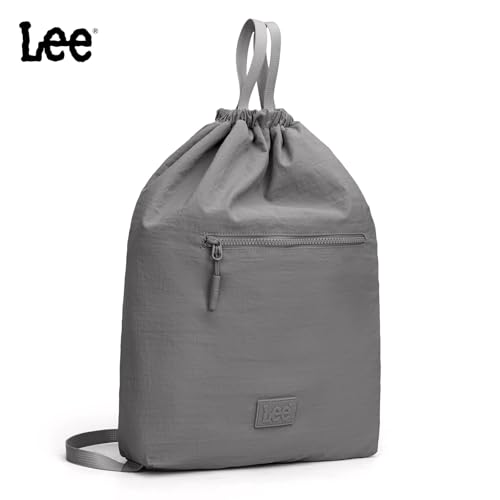 Lee Drawstring Backpack Bag Lightweight Small Gym Swim Beach Bag Water Resistant Sports Sackpack for Men Women, LEE48-002DGY - color: Dark Gray