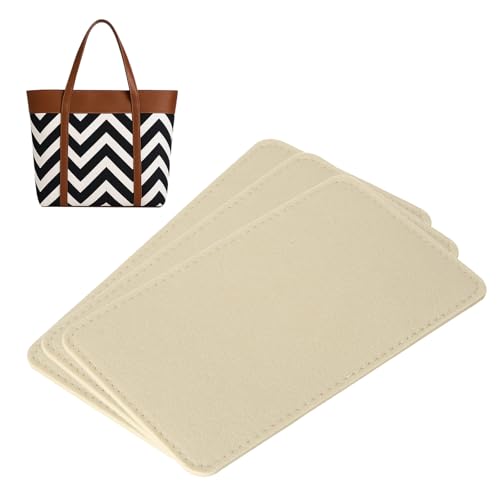 MECCANIXITY 3pcs Felt Base Shaper, 8.7 x 5.1 Inch Purse Base Shaper Tote Bottom Insert Purse Pads for the Bottom of Handbags Tote Bags Backpack Handbags Organizers, Beige - color: Beige, size: 8.7 x 5.1 Inch