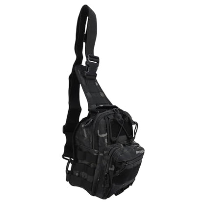 Fishing Chest Bag Outdoor Shoulder Bag Crossbody Chest Pack 20L Nylon Lightweight Storage Backpack with 3 Main Pockets Adjustable Strap for Hiking Camping Cyclin (20L) - color: Black Camo