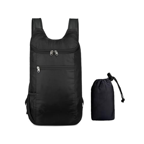 20L Hiking Daypack,Water Resistant Lightweight Packable Small Backpack for Travel Camping Outdoor,All Black - color: All Black