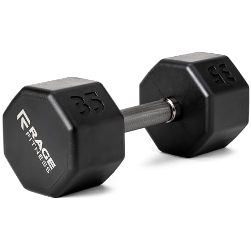 Rubber Coated Dumbbells - No Roll Design Easy-Grip Steel Knurled Handle, Weights Dumbbells Set for Strength Training - Ideal Weights Set for Home Gym - 10-60 LBS SOLD INDIVIDUALLY - size: 35 LB