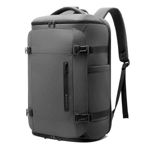 BANGE Large Luggage backpack Backpack, 40L Travel Laptop Backpack Fits 17.3 Inch Notebook, Traveling Luggage Backpack,Carry On Rucksack with Water Bottle Holder for Traveling, Hiking, Business - color: Grey