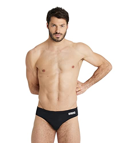 Arena Men's Team Solid Swim Brief MaxLife Athletic Swimwear Professional Swimsuit Bathing Suit - color: Black/White, size: 26