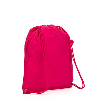 Kipling Women's Supertaboo Drawstring Bag, Strong, Colorful, Convenient, Polyamide Schoolbag - color: True Pink, size: 15.5''L x 17.75''H x 0''D