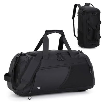 BESMART 2 in 1 Convertible Mens Gym Bag with Shoe Compartment, Heavy Duty Waterproof Travel Duffle Backpack Sports Gym Bag, 10 Pockets for Travel, Outdoor, Fitness