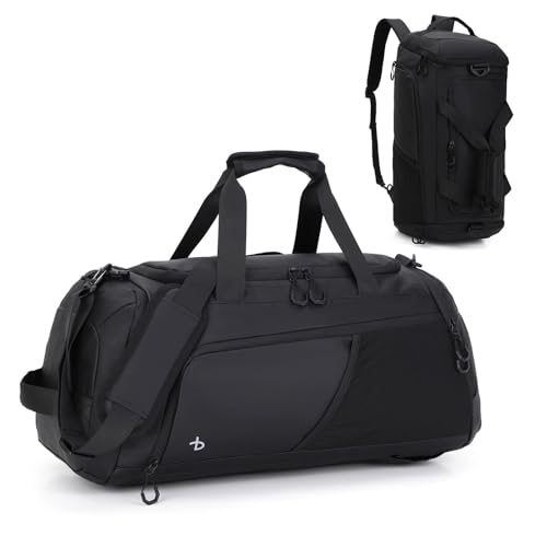 BESMART 2 in 1 Convertible Mens Gym Bag with Shoe Compartment, Heavy Duty Waterproof Travel Duffle Backpack Sports Gym Bag, 10 Pockets for Travel, Outdoor, Fitness