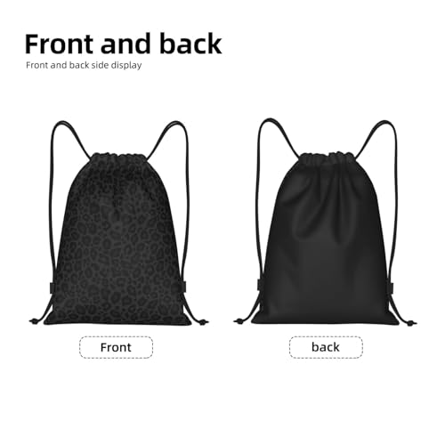 Gianlaima Black & Grey Leopard Drawstring Backpack & Gym Sack - Sport, Yoga, Dance & Travel Bag for Men & Women - color: Black25