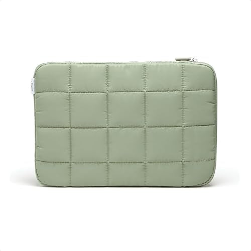 U Brands Nylon Puffy Zipping Large Laptop Sleeve, 10.5" x 15", MacBook Bag, Laptop Case for MacBook Pro, MacBook Air, Chromebook, HP Computer, Matcha Green - color: Matcha Green, size: Large