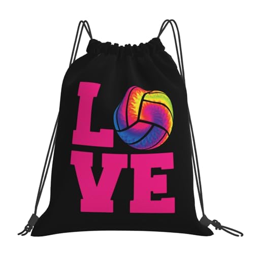 Love Volleyball Unisex Drawstring Backpack Bag Sport Gym Travel Swim Sackpack - color: Love Volleyball7