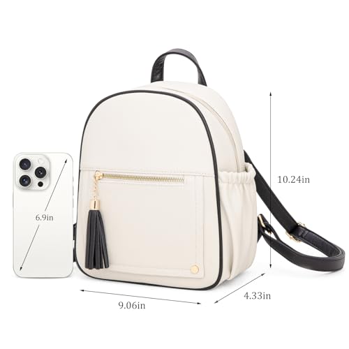 Montana West Mini Backpack Purse for Women Anti Theft Backpacks with Secured Zipper and Tassel - color: Mini Beige & Black