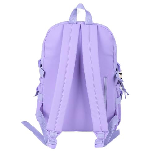 Kawaii Backpack with Cute Bear Plush Kawaii Pin Accessories Large Capacity Aesthetic School Bags Cute Bookbag for Girls Teen Purple - color: Purple