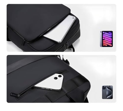 Men's Waterproof Laptop Backpack, Travel Bag, Black, Adjustable Shoulder Straps, Luggage Strap (black) - color: Black