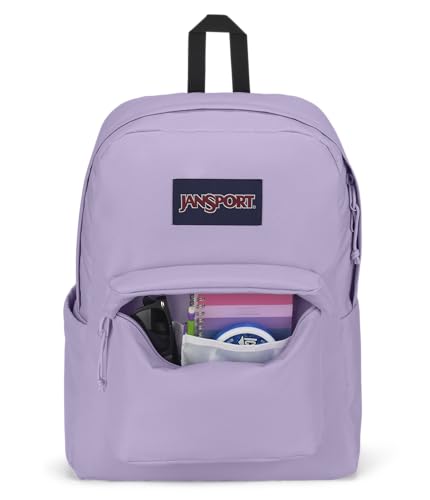 JanSport SuperBreak Plus Backpack with Padded 15-inch Laptop Sleeve and Integrated Bottle Pocket - Spacious and Durable Daypack for Work and Travel - Pastel Lilac - color: Pastel Lilac