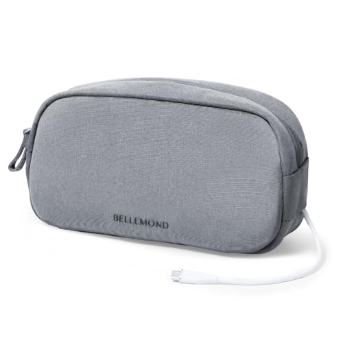 BELLEMOND Tech Organizer Pouch for Travel | Electronics Organizer Case for Cables, Chargers & Accessories | Hidden AirTag Pocket, Cable Pass-Through & Waterproof Base | Charcoal Gray - color: Charcoal Gray