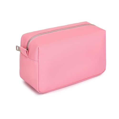 Organizer Bag Lightweight Cosmetic Bag with Ring Clasp Perfect Travel Makeup Bag for Women nylon Stand Up Design (Pink/Nylon) - color: Pink/Nylon