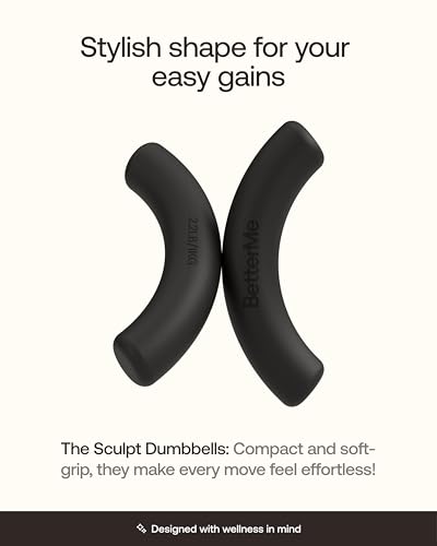 BetterMe Sculpt Dumbbells – 2.2 lb Pair Neoprene Hand Weights – Non-Slip Soft Grip Free Weights for Women – Compact Pilates, Barre & Home Workout Dumbbells - color: Black