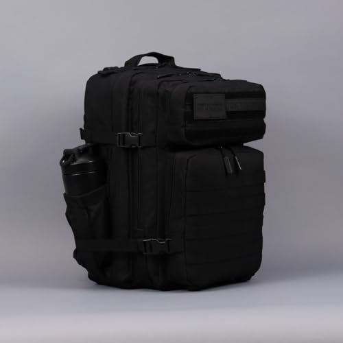 WOLFpak 45L Tactical Gym Backpack (Nightshade Edition) Durable 1000D Waterproof Oxford Material with MOLLE Webbing, Laptop Pocket & Dual Cup Holders, Durable Fitness/Travel/Military Daypack - color: Nightshade Edition