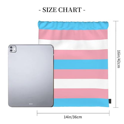 Transgender Pride Flag Drawstring Bag Sport Gym Backpack Beach Travel Sack Draw String Yoga Bag For Men Women - color: Transgender Pride Flag