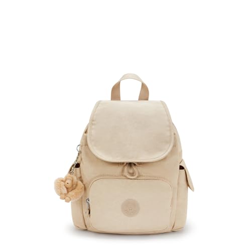 Kipling City Pack Mini Shimmer Backpack - color: Sparkled Beige, size: Mini
