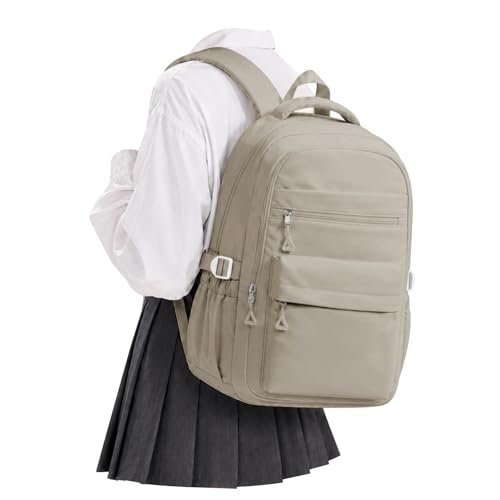 Backpack for College Students Women Men, Aesthetic Backpacks for Middle School, Waterproof Bookbag, Lightweight High School Backpack for Teens Boys Girls(Gray Brown) - color: Gray Brown