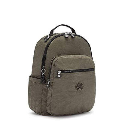 Kipling Women's Seoul 15" Laptop Backpack, Durable, Roomy with Padded Shoulder Straps, Built-In Protective Sleeve - color: Green Moss, size: 12.75''L x 17.25''H x 8''D
