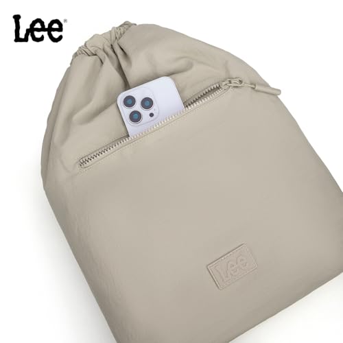 Montana West Lee Drawstring Backpack Bag Lightweight Small Gym Swim Beach Bag Water Resistant Sports Sackpack for Men Women, LEE48-002TN - color: Tan