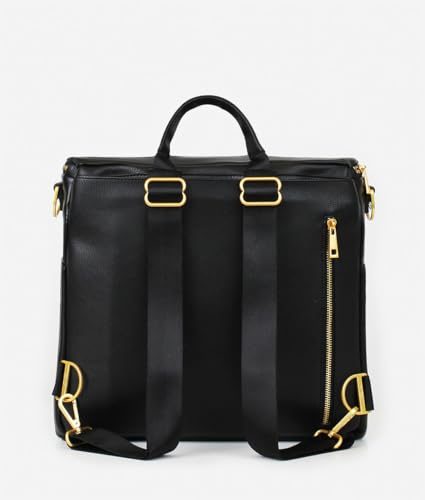FAWN DESIGN The Original Diaper Bag, Faux Leather Diaper Bag Backpack, Vegan Leather, Large Capacity Baby Bag for Mom - color: Black
