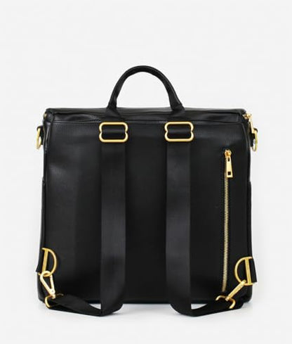FAWN DESIGN The Original Diaper Bag, Faux Leather Diaper Bag Backpack, Vegan Leather, Large Capacity Baby Bag for Mom - color: Black