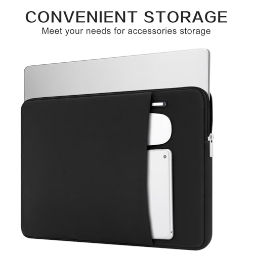 RAINYEAR Laptop Sleeve Case Compatible with 13.3 Inch Notebook Computer Chromebook 14" MacBook Pro/Max M1 M2 M3 M4 M5 Protective Cover Soft Bag with Front Pocket & Accessories Pouch (Black) - color: Black, size: 13"-13.3"