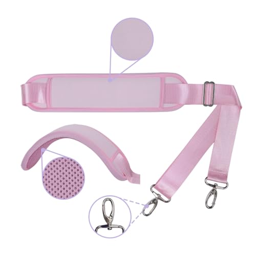 60 Inch Shoulder Strap with Removable Ultra-Thick Pad，Adjustable Buckles and Metal Hooks - color: Pink