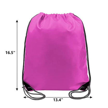 BeeGreen Drawstring Backpack Bags 20,30,50 Packs Reflective String Bags for Gym Sport Trip Cinch Sack DIY for Women Men - color: Purple Pink Cerise