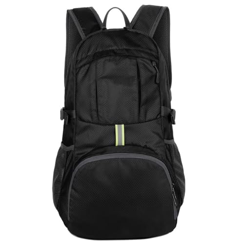 Lightweight Foldable Backpack 25L, Water Resistant Hiking Backpack, Packable Travel Backpack for Outdoor Camping Cycling(1 Pack-Black) - color: Black