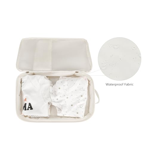Baby Diaper Bag Organizer Pouches - 2 Pack Waterproof Pod Hanging Diaper Bag Cute Bear Mesh Bag Reusable, Washable or Baby Cloth Diapers - color: White&Black